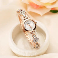 Ladies Flower Bracelet Watch with Quartz Movement & Spiral Crown snake - label