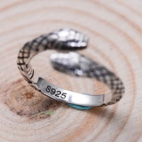 Ladies Silver Snake Ring with Premium S925 Silver & Adjustable Fit snake - label