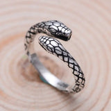 Ladies Silver Snake Ring with Premium S925 Silver & Adjustable Fit snake - label