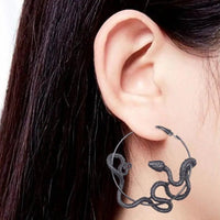 Ladies Snake Earrings with Geometric Design and Electroplating Treatment snake - label