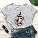 Ladies Summer T-Shirt Snake with Breathable Fabric & Stylish Snake Print - Size Options S - XXXL snake - label