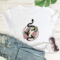 Ladies Summer T-Shirt Snake with Breathable Fabric & Stylish Snake Print - Size Options S - XXXL snake - label