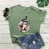 Ladies Summer T-Shirt Snake with Breathable Fabric & Stylish Snake Print - Size Options S - XXXL snake - label