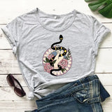 Ladies Summer T - Shirt Snake with Breathable Fabric & Stylish Snake Print - Size Options S - XXXL - snake - label