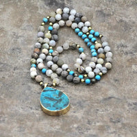 Lasso Bead Necklace: Premium Agate Stones, Elegant and Versatile Style snake - label