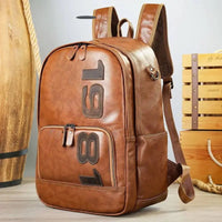 Leather Backpack cowhidee - Genuine Leather Men's Street Trend Backpack with 20 - 35L Capacity snake - label