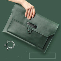 Leather Laptop Bag with Dedicated Compartment for Device Protection snake - label