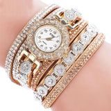 Leather Rhinestone Watch Bracelet with Rhinestone Embellishments - Elegant Fashion Timepiece for Women snake - label