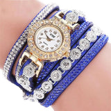 Leather Rhinestone Watch Bracelet with Rhinestone Embellishments - Elegant Fashion Timepiece for Women snake - label