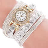 Leather Rhinestone Watch Bracelet with Rhinestone Embellishments - Elegant Fashion Timepiece for Women snake - label