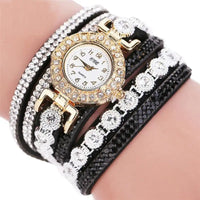 Leather Rhinestone Watch Bracelet with Rhinestone Embellishments - Elegant Fashion Timepiece for Women snake - label