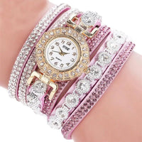 Leather Rhinestone Watch Bracelet with Rhinestone Embellishments - Elegant Fashion Timepiece for Women snake - label