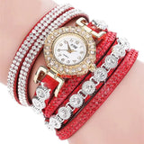 Leather Rhinestone Watch Bracelet with Rhinestone Embellishments - Elegant Fashion Timepiece for Women snake - label