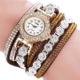 Leather Rhinestone Watch Bracelet with Rhinestone Embellishments - Elegant Fashion Timepiece for Women snake - label