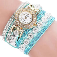 Leather Rhinestone Watch Bracelet with Rhinestone Embellishments - Elegant Fashion Timepiece for Women snake - label