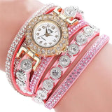 Leather Rhinestone Watch Bracelet with Rhinestone Embellishments - Elegant Fashion Timepiece for Women snake - label