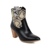 Leather Snake Print Short Women's Boots snake - label