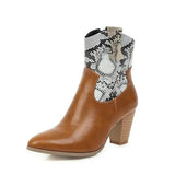 Leather Snake Print Short Women's Boots snake - label