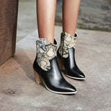 Leather Snake Print Short Women's Boots snake - label