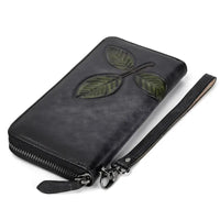 Long Retro Chain Wallet | Genuine Leather | Ample Internal Slots | Trendy Flower Pattern snake - label