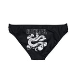 Loop Tie Side Bikini Bottom with Adjustable Elastic Straps snake - label