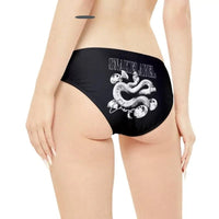 Loop Tie Side Bikini Bottom with Adjustable Elastic Straps snake - label