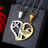 Love Key Necklace - Couple Style Titanium Pendant (Heart - Shaped) snake - label