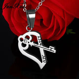 Love Key Necklace - Couple Style Titanium Pendant (Heart - Shaped) snake - label