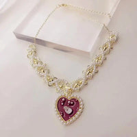 LOVE NECKLACE with Heart - Shaped Pendant & Horsewhip Chain, Korean Style Alloy Jewelry snake - label