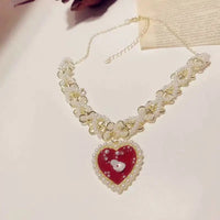 LOVE NECKLACE with Heart - Shaped Pendant & Horsewhip Chain, Korean Style Alloy Jewelry snake - label