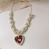 LOVE NECKLACE with Heart - Shaped Pendant & Horsewhip Chain, Korean Style Alloy Jewelry snake - label