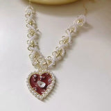 LOVE NECKLACE with Heart - Shaped Pendant & Horsewhip Chain, Korean Style Alloy Jewelry snake - label