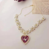 LOVE NECKLACE with Heart - Shaped Pendant & Horsewhip Chain, Korean Style Alloy Jewelry snake - label