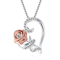 Love Rose Zircon Heart Necklace with Sparkling Zirconia & Alloy Craftsmanship snake - label