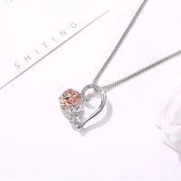 Love Rose Zircon Heart Necklace with Sparkling Zirconia & Alloy Craftsmanship snake - label