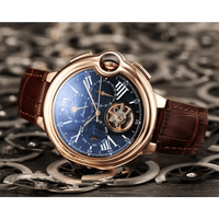 Luxury Automatic Mechanical Watches with Leather Strap - Timeless Elegance & Precision snake - label