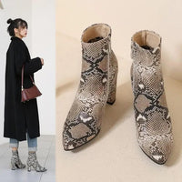 Martin boots snake print thick heel ankle boots snake - label