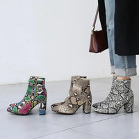 Martin boots snake print thick heel ankle boots snake - label