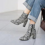 Martin boots snake print thick heel ankle boots snake - label