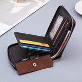 Men's 10 - Fold Multifunctional Wallet with Secure Zipper & Retro Style snake - label