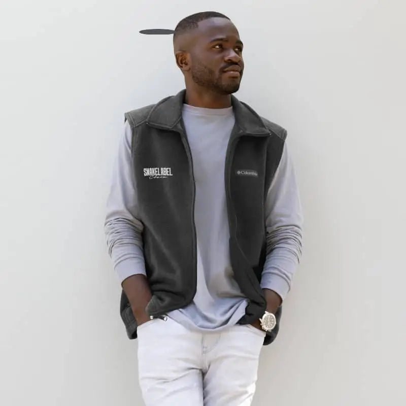 Men's Columbia fleece vest with maximum thermal insulation snake - label