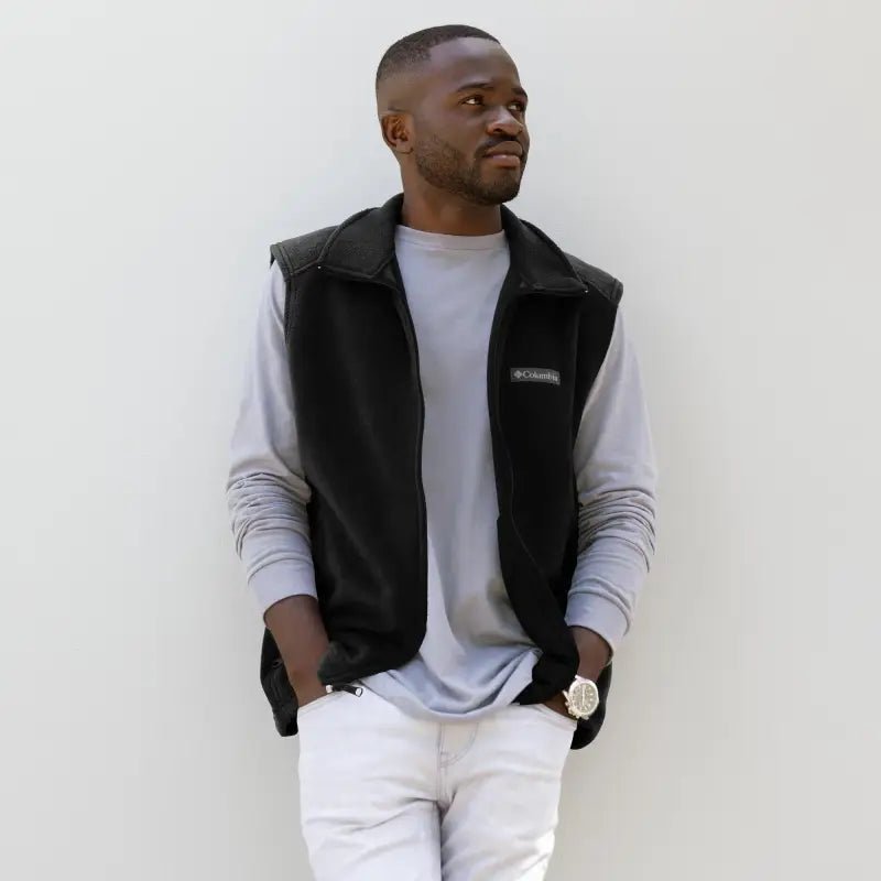 Men's Columbia fleece vest with maximum thermal insulation snake - label