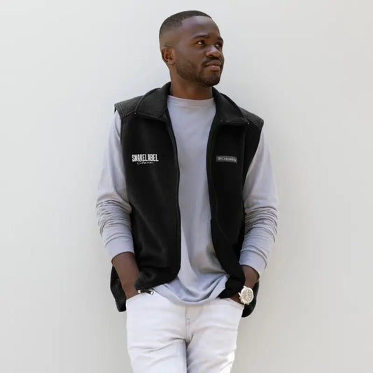 Men's Columbia fleece vest with maximum thermal insulation snake - label