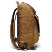 Men's Genuine Leather Brown Backpack with Laptop Pocket - Spacious 32cm*12cm*39.5cm Size snake - label