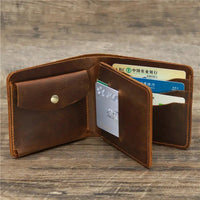 Men's Leather Wallet | Genuine Crazy Horse Leather, 3 - Fold Design & Compact Sizing snake - label