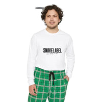 Men’s Long Sleeve Pajama Set - White/Green / S - Clothing Set