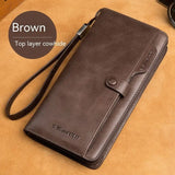 Men's Long Wallet with Genuine Leather & Multiple Compartments - 1st Layer Cowhide - 3 Colors snake - label