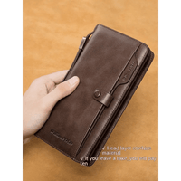 Men's Long Wallet with Genuine Leather & Multiple Compartments - 1st Layer Cowhide - 3 Colors snake - label