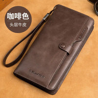 Men's Long Wallet with Genuine Leather & Multiple Compartments - 1st Layer Cowhide - 3 Colors snake - label