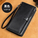 Men's Long Wallet with Genuine Leather & Multiple Compartments - 1st Layer Cowhide - 3 Colors snake - label